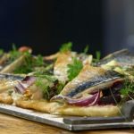 James Martin flatbread with mackerel, beetroot and blue cheese recipe