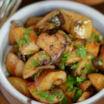 The Bikers garlic mushrooms with sherry vinegar and padron peppers recipe for a tapas feast