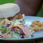 Chris Bavin homemade coleslaw with spicy cod burgers recipe