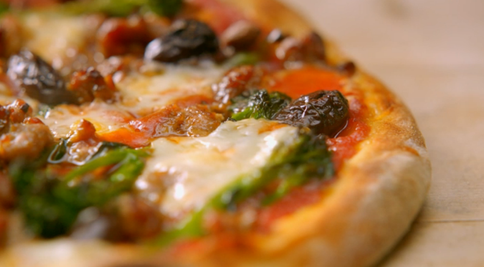 Jamie Oliver Homemade Best Ever Pizza With Broccoli And Spicy Sausage Topping Recipe On Jamie