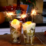 James Martin parkin knickerbocker glory with ginger and rhubarb compote recipe