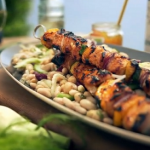 Gino’s sticky marmalade chicken skewers with bean salad recipe
