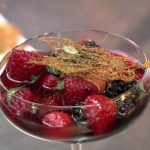 Raymond Blanc fruit soup with a caramel cage and champagne recipe on Saturday Kitchen