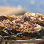 James Martin BBQ scallops with apple, black pudding and hazelnut butter recipe