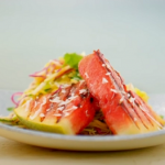 Ainsley Harriott chargrilled watermelon with sunshine slaw recipe on Ainsley’s Caribbean Kitchen