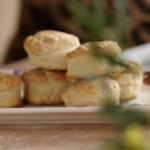 John Torode and Lisa Faulkner cheese and mustard scones with raspberry jam recipe on John and Lisa’s Weekend Kitchen
