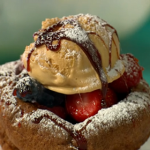 Simon Rimmer Sweet Yorkshire Pudding With Spiced Fruit recipe on Sunday Brunch