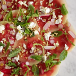 Jamie Oliver watermelon with pine nuts and feta cheese salad recipe on Jamie’s Quick and Easy Food