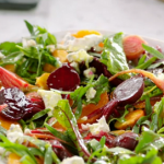 Jamie Oliver dressed beets salad with a vinegar, clementines and olive oil dressing recipe on Jamie’s Quick and Easy Food