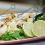 John Torode fish skewers with a coriander and mint chutney recipe on John and Lisa’s Weekend Kitchen