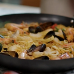 John Torode seafood paella with saffron and butter beans recipe on John and Lisa’s Weekend Kitchen