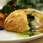 Catherine Tyldesley chicken kiev with sweet potato wedges and a chilli and garlic broccoli recipe on Lorraine