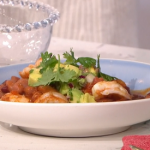 Donal Skehan spicy prawns with Mexican bean stew and avocado salsa recipe on This Morning