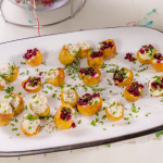 Merrilees Parker Canapes with potatoes, whipped feta, beetroot and mackerel pate recipe on Beautiful Baking with Juliet Sear