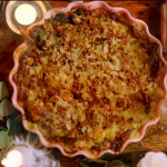 Jamie Oliver glorious cauliflower cheese with broccoli green sauce recipe on Jamie’s Easy Christmas Countdown