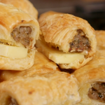 Nadia Sawalha hot sausage rolls with herbs and cold Cheddar cheese on Nadia’s Family Feasts