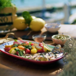 Gino D’Acampo grilled fish with tomato salad recipe on Gino’s Italian Express