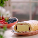 Lisa Faulkner Arctic roll with raspberry jam recipe on John and Lisa’s Weekend Kitchen