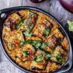 Yotam Ottolenghi Stuffed rolled Aubergine in Curry and Coconut Dhal recipe on Sunday Brunch