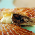 Nadiya Hussain pink pepper pithivier with spiced chicken and melted brie recipe on Nadiya Bakes