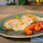 Ainsley Harriott chicken cordon bleu, with cannellini mash and cherry tomatoes recipe on Ainsley’s Food We Love