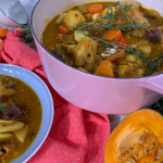 Alison Hammond Caribbean Saturday soup with beef shin, cho cho, Scotch bonnet pepper, pumpkin and dumplings recipe on This Morning