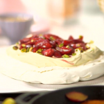 Benjamina Ebuehi plum pavlova with cinnamon and cream recipe on Lorraine