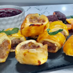 Phil Vickery festive sausage rolls with medjool dates, apricots and chestnuts recipe on This Morning