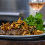 James Martin sirloin steak with a wild mushroom sauce and watercress on James Martin’s Saturday Morning