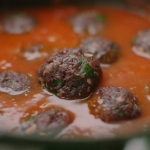 Nigella Lawson black pudding meatballs with porridge oats in tomato sauce recipe on Nigella’s Cook, Eat, Repeat