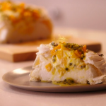 Mary Berry mango with passion fruit and limoncello pavlova recipe on Mary Berry Saves Christmas