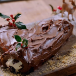 Jamie Oliver scrumptious triple chocolate yule log with a chocolate and hazelnut spread recipe on  Jamie: Keep Cooking at Christmas