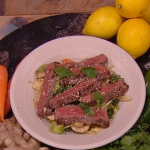 Freddy Forster beef satay stir fry recipe on Steph’s Packed Lunch