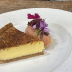 Lenny Carr-Roberts custard tart with orange popping candy and rhubarb sorbet recipe on James Martin’s Saturday Morning