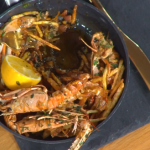 John Torode Highland fish and chips with BBQ langoustine, herb salad and crispy potatoes recipe on This Morning
