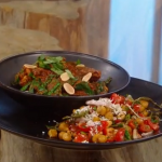 Dr Rupy almond chicken curry with roasted masala chickpeas recipe on Saturday Kitchen