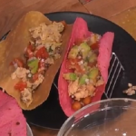 Greg Rutherford breakfast burritos with sweet potato and beetroot recipe on Steph’s Packed Lunch