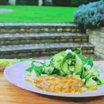 Raymond Blanc courgette salad with feta cheese and spiced chicken paillard recipe on Simply Raymond Blanc
