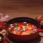 Vicky Pattison spicy shakshuka (poached eggs in tomato sauce) recipe on Steph’s Packed Lunch