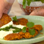 Melissa Hemsley vegetable fritters with sweet potatoes and a yoghurt dip recipe