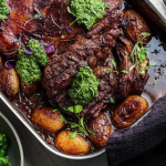 Simon Rimmer Slow Cooked Lamb Shoulder With Potatoes And Salsa-Verde recipe on Sunday Brunch
