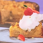 Simon Rimmer apple cake with Lancashire cheese crumble recipe on Sunday Brunch