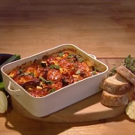 John Whaite aubergine with courgette and halloumi bake recipe on Steph’s Packed Lunch