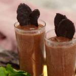 Rachel Khoo chocolate mousse with chickpea water and mint leaves recipe