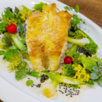 John Williams fillet of turbot with spring vegetables, Champagne sauce and caviar recipe on James Martin’s Saturday Morning