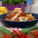 Clodagh Mckenna chicken parmigiana with tomato sauce and spaghetti recipe on This Morning