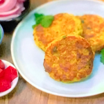 Gok Wan Thai corn cakes with pickled cucumber, daikon and red onions recipe on Gok Wan’s Easy Asian