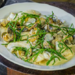 James Martin pan fried Dover sole with clams and samphire recipe on James Martin’s Saturday Morning