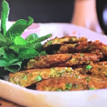 Lisa Faulkner and John Torode courgette and pea fritters recipe on John and Lisa’s Weekend Kitchen