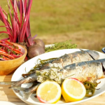 John Torode BBQ mackerel with sea spaghetti and beetroot salad recipe on John and Lisa Weekend Kitchen